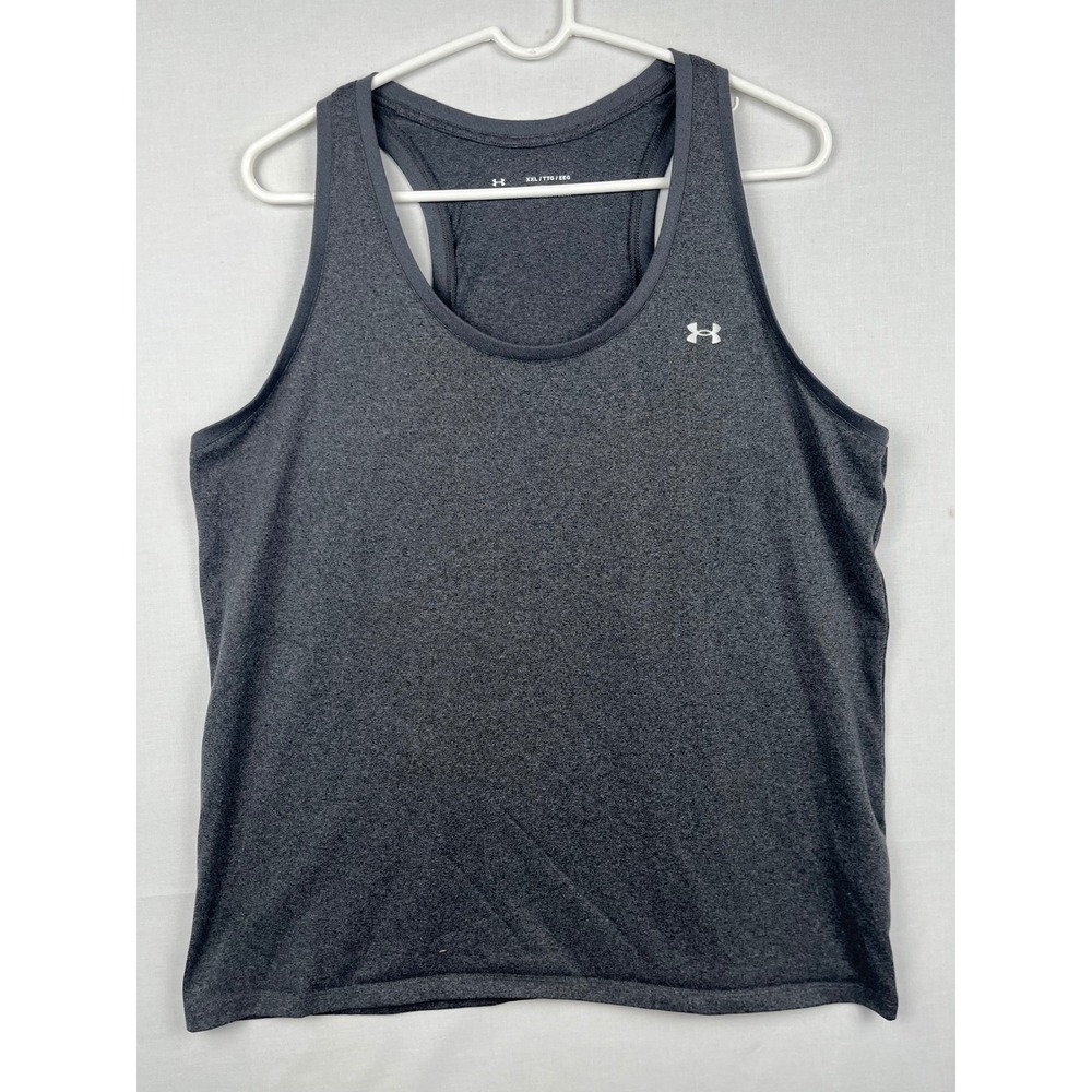 Under Armour HeatGear Tank Top Mens XXL Gray Heather Loose Fit Racerback Shirt